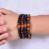 Obsidian Tigereye White-barked Pine Vintage Alloy Crown Bracelet European And American Men And Women Beaded Bracelet