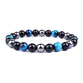 Three-color Agate Stone Gem Bead Bracelet