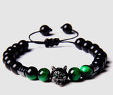 8mm Wolf Head Amazon Yoga Agate Bead Bracelet