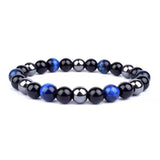 Three-color Agate Stone Gem Bead Bracelet