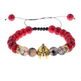 Volcanic stone agate beaded rope stretch bracelet