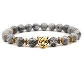 Image agate stone alloy lion head bracelet