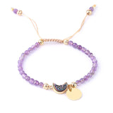 Gold-plated Tag Ladies Bracelet Natural Stone Crystal Bud Amethyst