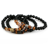 Brass Bead Bracelet Men's Tiger Eye Bead Beaded Bracelet