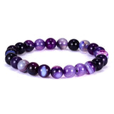 Purple Striped Agate Natural Stone Beaded Bracelet
