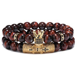 Micro-inlaid Crown Bracelet Natural Red Tiger Eye Bracelet Bracelet