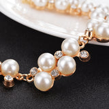 Vintage Golden Rhinestone Pearl Bracelet