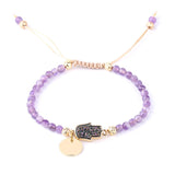 Gold-plated Tag Ladies Bracelet Natural Stone Crystal Bud Amethyst