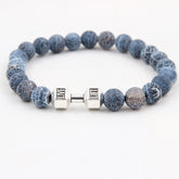 Weathered Agate Volcanic Frosted Beaded Dumbbell Bracelet