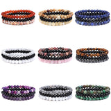 Natural Agate Stone Combination Set Elastic Bracelet
