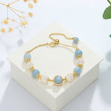 New Transit White Crystal Flower Sliding Bracelet Original Aquamarine Bracelet