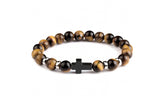 Tigereye Cross Beaded Bracelet