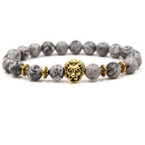 Image agate stone alloy lion head bracelet