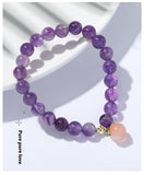 Natural Amethyst Bracelet Strawberry Quartz Heart-shaped Peach Pendant Bracelet