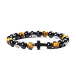 Colorful Tigereye Cross Agate Bracelet
