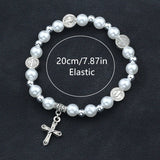 Vintage Pearl Cross Bracelet