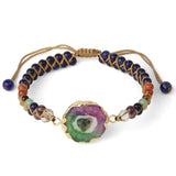 Agate Natural Crystal Beaded Braided Yoga Bracelet For Women