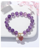 Natural Amethyst Bracelet Strawberry Quartz Heart-shaped Peach Pendant Bracelet
