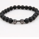 Weathered Agate Volcanic Frosted Beaded Dumbbell Bracelet