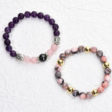New Pink Crystal Bracelet Women's Handmade Red Agate Tiger Eye Blue Gold Mixed Color Beaded Bracelet Wholesale
