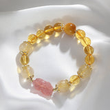 Transfer Bracelet Rutilated Citrine Strawberry Crystal Pixiu Bracelet