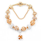 Gold Snake Chain Crystal Heart Bracelet