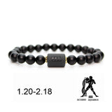 Natural Stone Bead Bracelet Male Frosted Black Agate