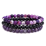 Natural Agate Stone Combination Set Elastic Bracelet