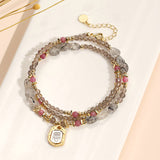 Olivine Tourmaline Necklace Multi-circle Beaded Crystal Bracelet