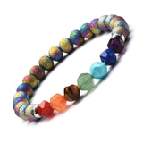 8mm Rock Cut Face Energy Crystal Bracelet Yoga Chakra