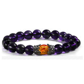 Obsidian Tigereye White-barked Pine Vintage Alloy Crown Bracelet European And American Men And Women Beaded Bracelet