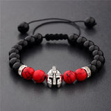 Volcanic stone agate beaded rope stretch bracelet