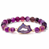 Agate Beads Vug Stone Bracelet Women