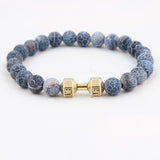 Weathered Agate Volcanic Frosted Beaded Dumbbell Bracelet