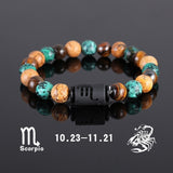 Twelve Constellation Elastic Bracelet Men Tigereye Couple Beaded