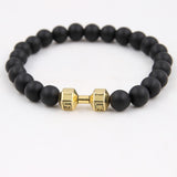 Weathered Agate Volcanic Frosted Beaded Dumbbell Bracelet