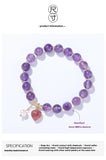 Natural Amethyst Bracelet Strawberry Quartz Heart-shaped Peach Pendant Bracelet