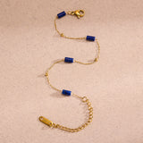 Natural Lapis Lazuli Beads Titanium Steel Bracelet For Women