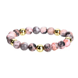 New Pink Crystal Bracelet Women's Handmade Red Agate Tiger Eye Blue Gold Mixed Color Beaded Bracelet Wholesale