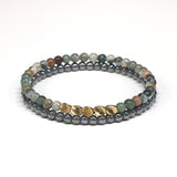4mm Natural Indian Agate Bronze Beads Bracelet