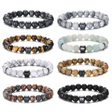 8mm Magnet Charm Bead Stretch Rock Bead Tiger Eye Bracelet