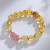Transfer Bracelet Rutilated Citrine Strawberry Crystal Pixiu Bracelet