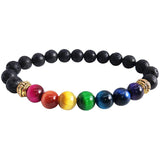 Unisex Natural Stone New Colorful Tigereye Volcanic Stone Bracelet