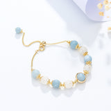 New Transit White Crystal Flower Sliding Bracelet Original Aquamarine Bracelet