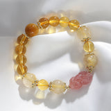 Transfer Bracelet Rutilated Citrine Strawberry Crystal Pixiu Bracelet