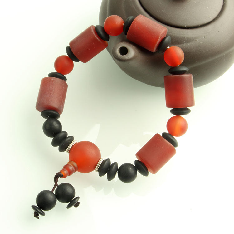 Men's Agate Hand String Old Agate Hand String Agate Bracelet With Buddha Head